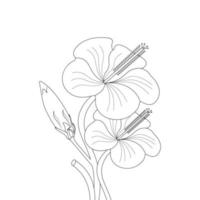 hibiscus fleur coloration page et livre illustration ligne art vecteur