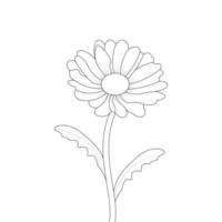 Marguerite fleur coloration page et livre ligne art vecteur