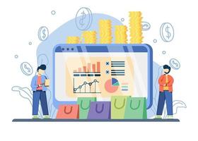 concept de progression des ventes avec graphique sur moniteur vecteur