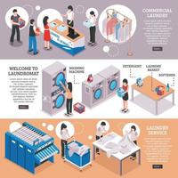 bannières horizontales de blanchisserie isométrique vecteur
