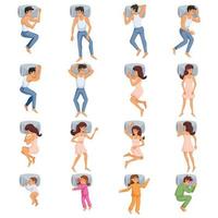 ensemble de poses de sommeil vecteur