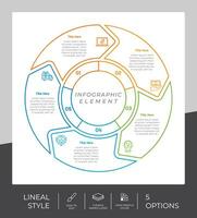 conception de vecteur d'infographie de processus de cercle avec 5 étapes de style coloré à des fins de présentation. L'infographie d'étape de ligne peut être utilisée pour les affaires et le marketing