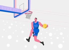 Slam Dunk Basketball Player vecteur plat Illustration