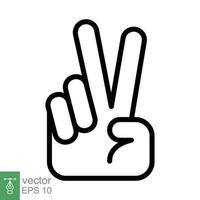 main geste v signe pour la victoire ou paix ligne icône. Facile contour style pour applications et sites Internet. vecteur illustration sur blanc Contexte. eps dix.
