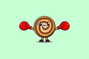 mignon, biscuits, mascotte, dessin animé, jouer, sport, boxe vecteur