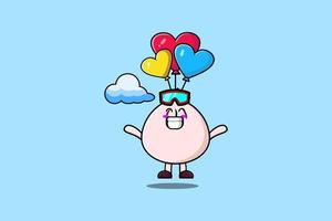 mignonne dessin animé faible somme mascotte parachutisme avec ballon vecteur