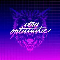 Restez typographie Optimiste Wolf Vaporwave Vector