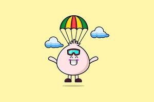 mascotte dessin animé faible somme est parachutisme avec parachute vecteur