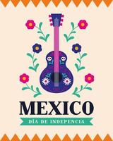 fête de l'indépendance du mexique avec guitare vecteur