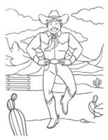cow-boy Danse coloration page pour des gamins vecteur