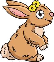 printemps lapin fleur sur tête dessin animé clipart vecteur