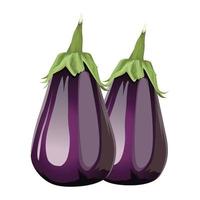 aubergines fraîches icônes de légumes sains vecteur