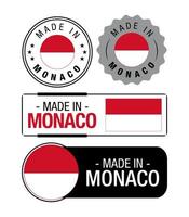 ensemble de fabriqué dans Monaco Étiquettes, logo, Monaco drapeau, Monaco produit emblème vecteur