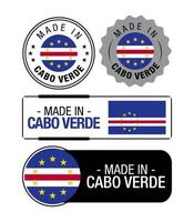 ensemble de fabriqué dans cabo verde Étiquettes, logo, cabo verde drapeau, cabo verde produit emblème vecteur