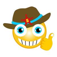 vecteur dessin animé de cow-boy emoji avec les pouces en haut