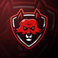 rouge Renard mascotte esport logo conception vecteur