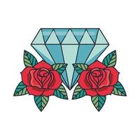 belles roses avec diamant vecteur