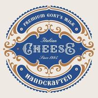 étiquette de fromage rond vintage vecteur