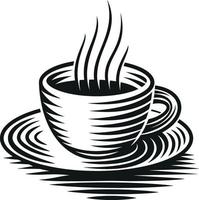 une illustration vectorielle noir et blanc d'une tasse de café isolé sur fond blanc vecteur