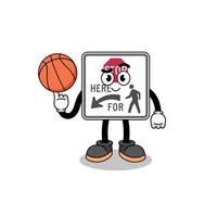 Arrêtez ici pour piétons illustration comme une basketball joueur vecteur