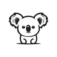 noir et blanc lumière logo avec sucré et mignonne koala. vecteur