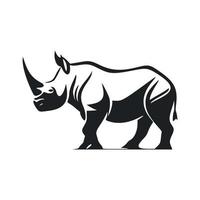noir et blanc Facile logo avec adorable rhinocéros vecteur