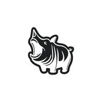 noir et blanc poids léger logo avec adorable de bonne humeur hippopotame. vecteur