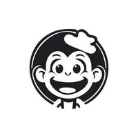 noir et blanc simple logo avec sucré et mignonne singe. vecteur