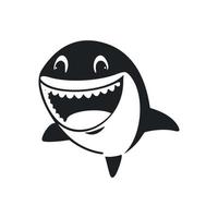noir et blanc lumière logo avec un adorable de bonne humeur requin. vecteur