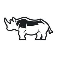 noir et blanc lumière logo avec charmant rhinocéros vecteur