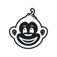 noir et blanc de base logo avec charmant et mignonne singe. vecteur