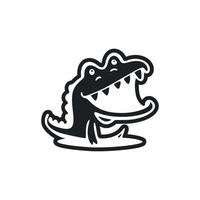 noir et blanc lumière logo avec attrayant de bonne humeur crocodile. vecteur