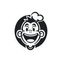 noir et blanc poids léger logo avec charmant et mignonne singe. vecteur