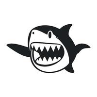 noir et blanc lumière logo avec un adorable de bonne humeur requin. vecteur