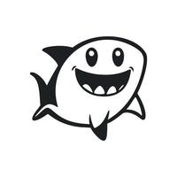 noir et blanc Facile logo avec une agréable de bonne humeur requin. vecteur