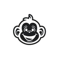 noir et blanc simple logo avec une agréable et mignonne singe. vecteur