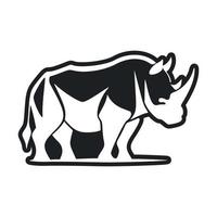 noir et blanc lumière logo avec un attrayant rhinocéros vecteur