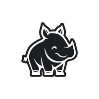 noir et blanc Facile logo avec adorable de bonne humeur hippopotame. vecteur