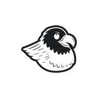 noir et blanc de base logo avec une charmant et mignonne Aigle. vecteur