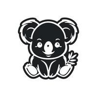 noir et blanc Facile logo avec attrayant et mignonne koala. vecteur