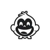 noir et blanc de base logo avec une charmant et mignonne singe. vecteur