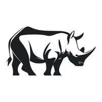 noir et blanc Facile logo avec une charmant rhinocéros vecteur