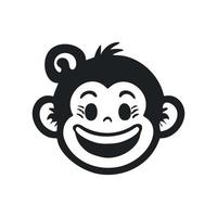 noir et blanc Facile logo avec un adorable et mignonne singe. vecteur