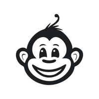 noir et blanc minimaliste logo avec une agréable et mignonne singe. vecteur