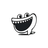 noir et blanc Facile logo avec une agréable de bonne humeur crocodile. vecteur