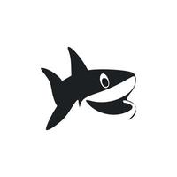 noir et blanc lumière logo avec une charmant de bonne humeur requin. vecteur