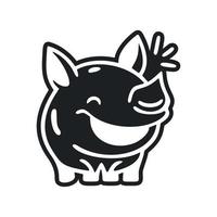 noir et blanc poids léger logo avec une agréable de bonne humeur hippopotame. vecteur