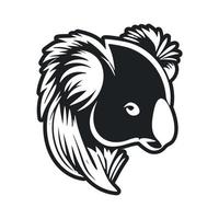 noir blanc de base logo avec adorable koala vecteur