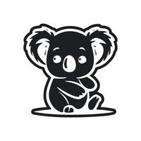 noir et blanc minimaliste logo avec adorable et mignonne koala. vecteur