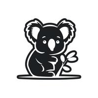 noir et blanc Facile logo avec sucré et mignonne koala. vecteur